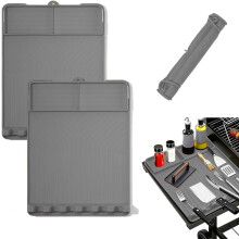 (Gray 2pcs, -) Silicone BBQ Side Shelf Mat, Non-Stick Grill Tool Organizer