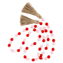 Guirlandes Ă franges en perles de bois-Rose rouge et blanc 1