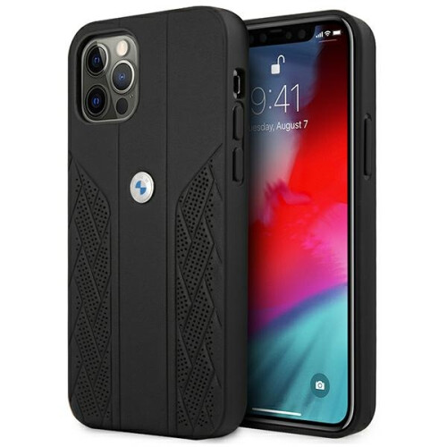BMW iPhone 12 Pro Max BMW Hardcover Læder Perforeret Sort