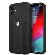 BMW BMHCP12SRSPPK iPhone 12 mini 5.4 cover sort/sort hårdt cover læder Curve Perforate