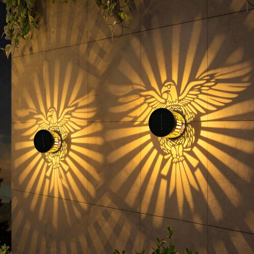 (Yellow 2pcs, -) Lampes mandala solaires, aigle