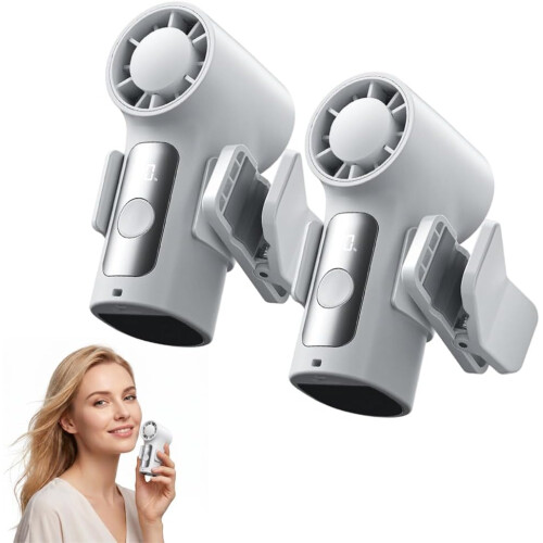 (Gray 2pcs, -) Mini ventilateur clip, affichage LED