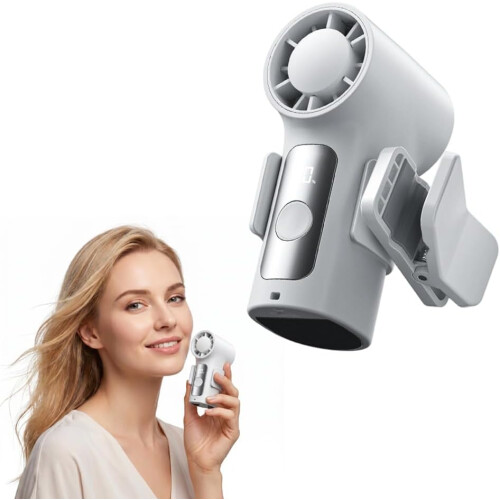 (Gray 1pc, -) Mini ventilateur clip, affichage LED