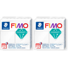 STAEDTLER 8010-014 FIMO Effect Oven-Hardening Polymer Modelling Clay - Translucent White (1 x 57g Block) (Pack of 2)