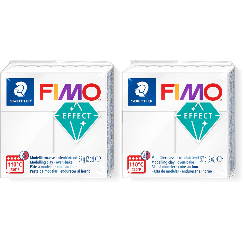 Staedtler 8010-014 Fimo Effect Oven-Hardening Polymer Modelling Clay - Translucent White (1 X 57G Block) (Pack Of 2)
