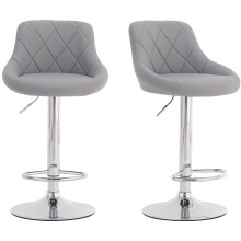 Millhouse Modern Bar Stools Set, Leatherette, Adjustable Swivel Gas Lift, Chrome Footrest & Base for Kitchen, Counter, Breakfast Bar DM931-SilverGrey