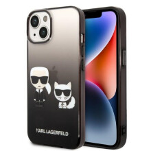 Custodia Karl Lagerfeld Gradient Ikonik Karl & Choupette nera per iPhone 14 Plus