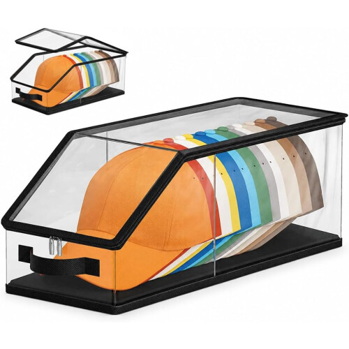 (Black 1pc, -) 2026 Flip-Top Baseball Cap Storage Box, Stackable Organizer