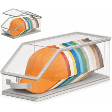 (Grey 1pc, -) 2026 Flip-Top Baseball Cap Storage Box, Stackable Organizer