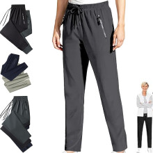 (Grey-straight, Large) Herren Sport Hose, Eisenseide, Quick-Dry, Dehnbar, Casual, Freizeit, Outdoor, Sport, Männer, Hose, Basic