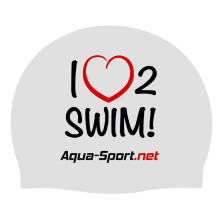 Aqua-Sport "Jeg elsker at svømme" silikone svømmekop, hvid AS20777