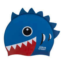 Aqua-Sport Junior silikone badehætte, blåt og rødt fiskeprint AS8692, 19,5 x 21 cm, 50 g