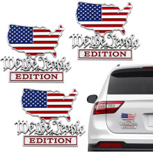 (3PCS, -) We The People Metal Car Emblem, Patriot Flag Edition