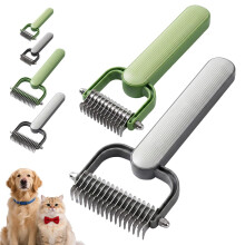 (Green S*Gray L, -) 2026 Double Sided Dematting Comb, Undercoat Rake Pet Brush