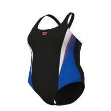 Arena Wear Damen-Badeanzug mit dreifachem V-Ausschnitt am Rücken, Schwarz meliert, Blau meliert, 006484/581, Größe D48-50