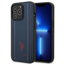 iPhone 14 Pro Max US Polo Lederhülle mit Naht, Marineblau