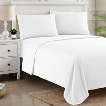 Flat Sheet Single Size 100% Egyptian Cotton 200 Thread Count Super Soft Luxury Top Bed Sheet, White Hotel Quality Plain Bedding Sheet, Wrinkle & Fade