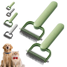 (Green L 2pcs, -) 2026 Double Sided Dematting Comb, Deshedding Pet Brush