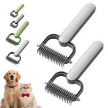 (Grey L 2pcs, -) 2026 Double Sided Dematting Comb, Deshedding Pet Brush