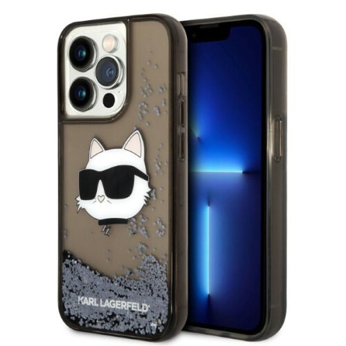 Custodia per iPhone 14 Pro Max Karl Lagerfeld Glitter Choupette nera