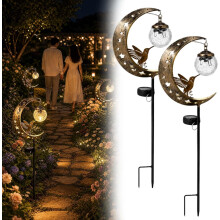 (2PCS, -) 2PCS Hummingbird Moon Solar Garden Stake Light
