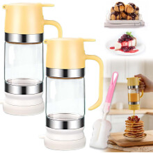 (Yellow*2, -) Honigspender, Gelb, 2 Stück, Tropffrei, Basis, Sirup, Kaffee, Tee, Pfannkuchen, Ahorn, Behälter