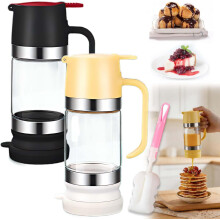 (Yellow+Black, -) Honigspender, Gelb, 2 Stück, Tropffrei, Basis, Sirup, Kaffee, Tee, Pfannkuchen, Ahorn, Behälter