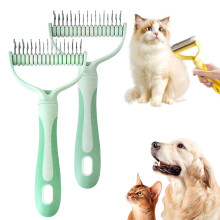 (Green*2, -) 2026 Double-Sided Pet Grooming Brush, Dematting Comb Blue