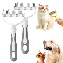 (White*2, -) 2026 Double-Sided Pet Grooming Brush, Dematting Comb Blue