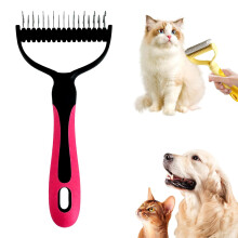 (Red, -) 2026 Double-Sided Pet Grooming Brush, Dematting Comb Blue