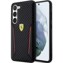 Funda rígida Ferrari para Samsung Galaxy S23 Plus, color negro carbón.