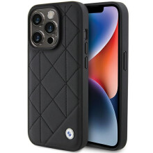 Ovitek za iPhone 15 Pro Max BMW iz prešitega usnja, črne barve