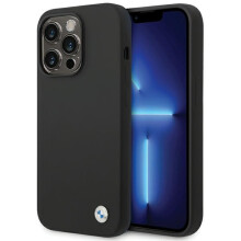iPhone 15 Pro BMW Silikonhülle mit Metalllogo, schwarz