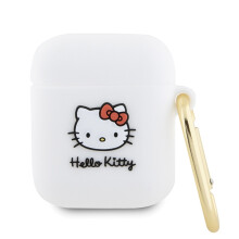 AirPods 1 tok Hello Kitty 3D Kitty fejjel, szilikon, fehér
