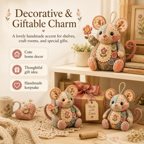 (# 2, -) Kit souris patchwork, tissu, boutons 2