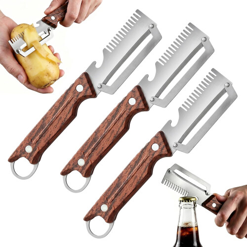 (B-3PCS, -) 3PCS Multi-Function Vegetable Peeler, Stainless Steel B