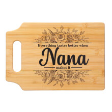 Gifts for Nana: Nana Mothers Day Birthday Gift Natural Bamboo Cutting Board XL Thicker Size- Kitchen Gifts from Grandchildren, Presents for Grandma on