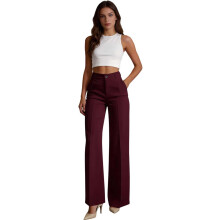 (Purple, 3X-Large) Naisten korkeavyötäröiset leveälahkeiset chinot, business casual -housut
