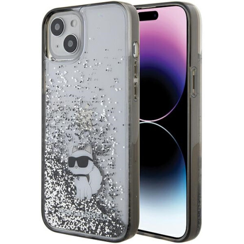 Custodia trasparente Karl Lagerfeld Liquid Glitter Choupette per iPhone 15 Plus