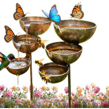 (2pcs, -) 3 Tiered Cascading Rain Catcher Garden Stake, Antique Bronze 3pcs