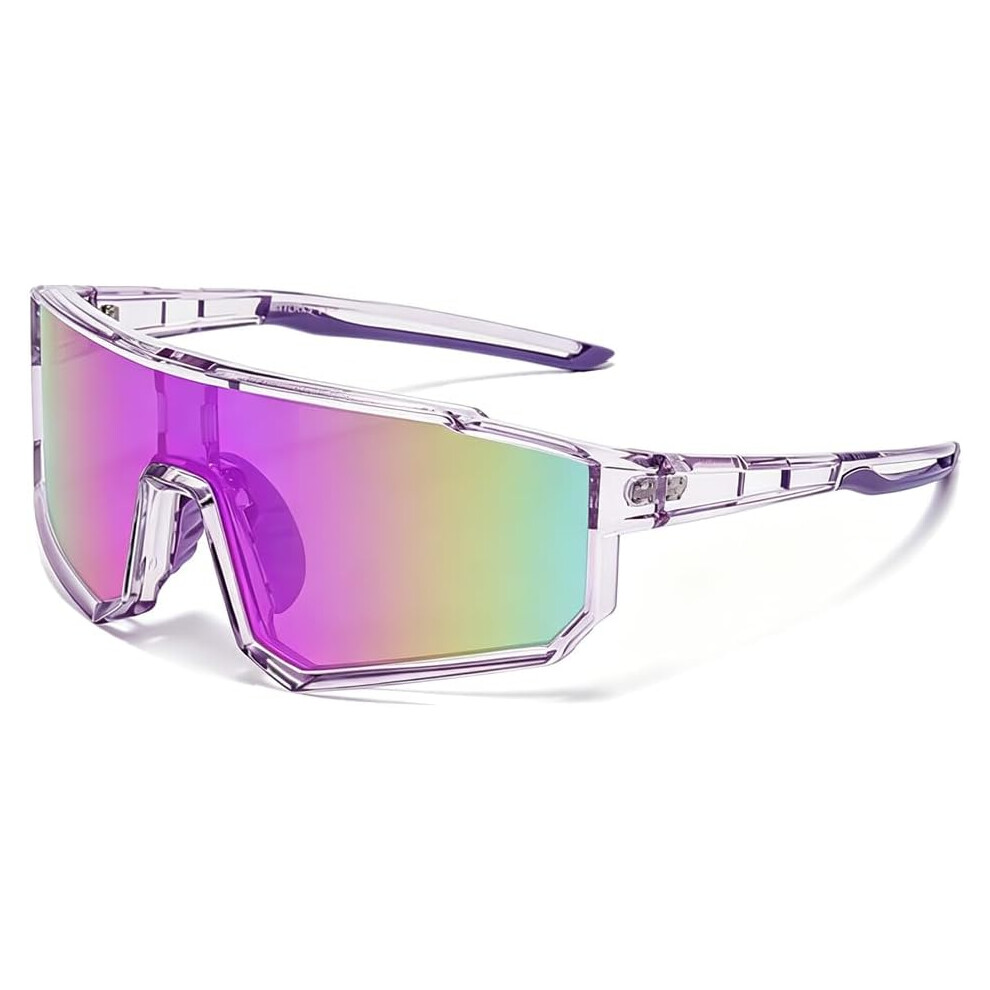 (Purple, -) 2026 Polarised Sports Sunglasses, Wrap Around Running Glasses 5437706634669