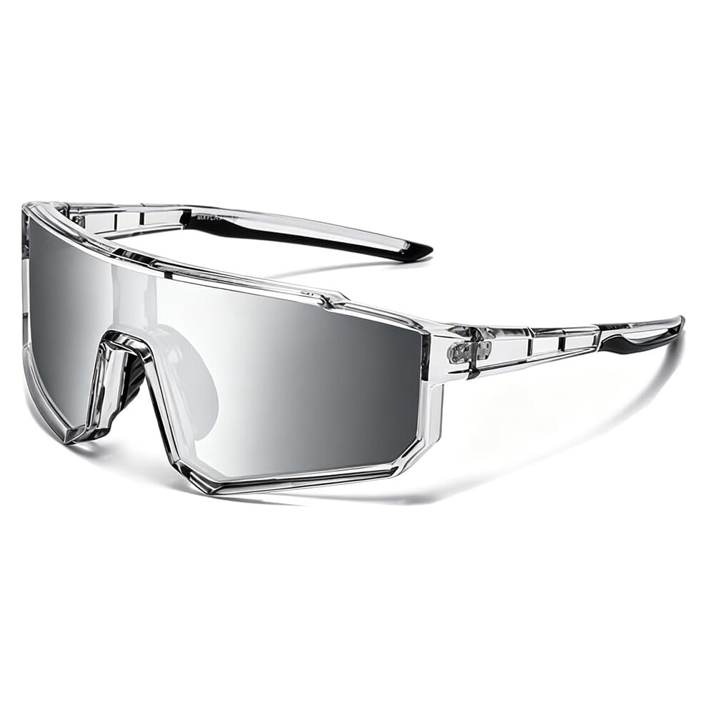 (Silver, -) 2026 Polarised Sports Sunglasses, Wrap Around Running Glasses 5437706634676