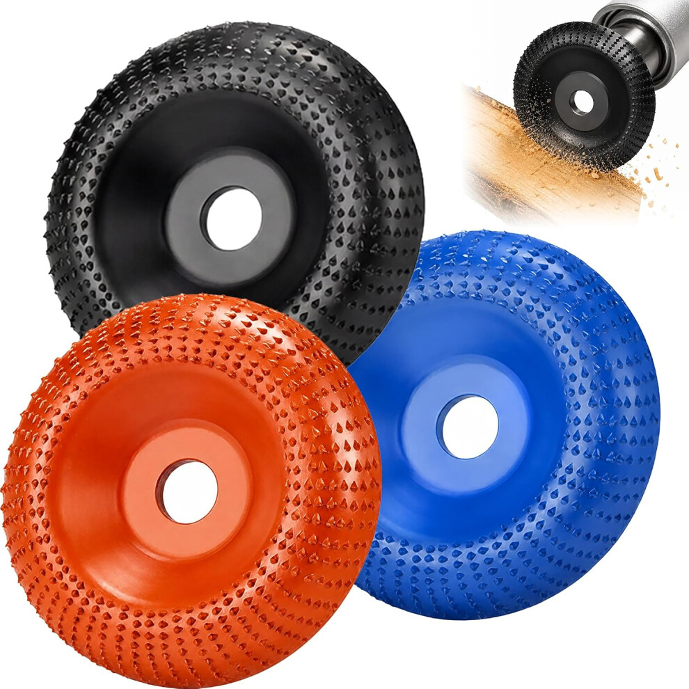 (3P-Arc,Orange/Blue/Rose Gold, -) 4" Tungsten Carbide Wood Carving Disc, Angle Grinder Set 5437706612025