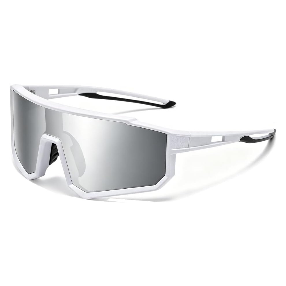 (White, -) 2026 Polarised Sports Sunglasses, Wrap Around Running Glasses 5437706634683