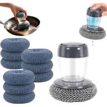 (1 Handle, 9 Brush Heads, -) Soap Dispensing Dish Brush, 3 Handle 12Brush Heads Kitchen