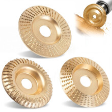 (3P-Combo,Arc/Flat/Bevel,Gold, -) 4" Tungsten Carbide Wood Carving Disc, Angle Grinder Set