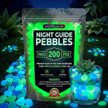 (Green, -) 1000 de pietricele de grădină care strălucesc în întuneric, curcubeu, pietre luminoase