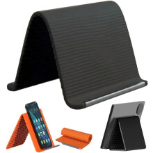 (Black, -) 2026 Foldable Silicone Aluminum Phone Stand, Adjustable Holder