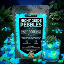 (Blue, -) 1000 de pietricele de grădină care strălucesc în întuneric, curcubeu, pietre luminoase