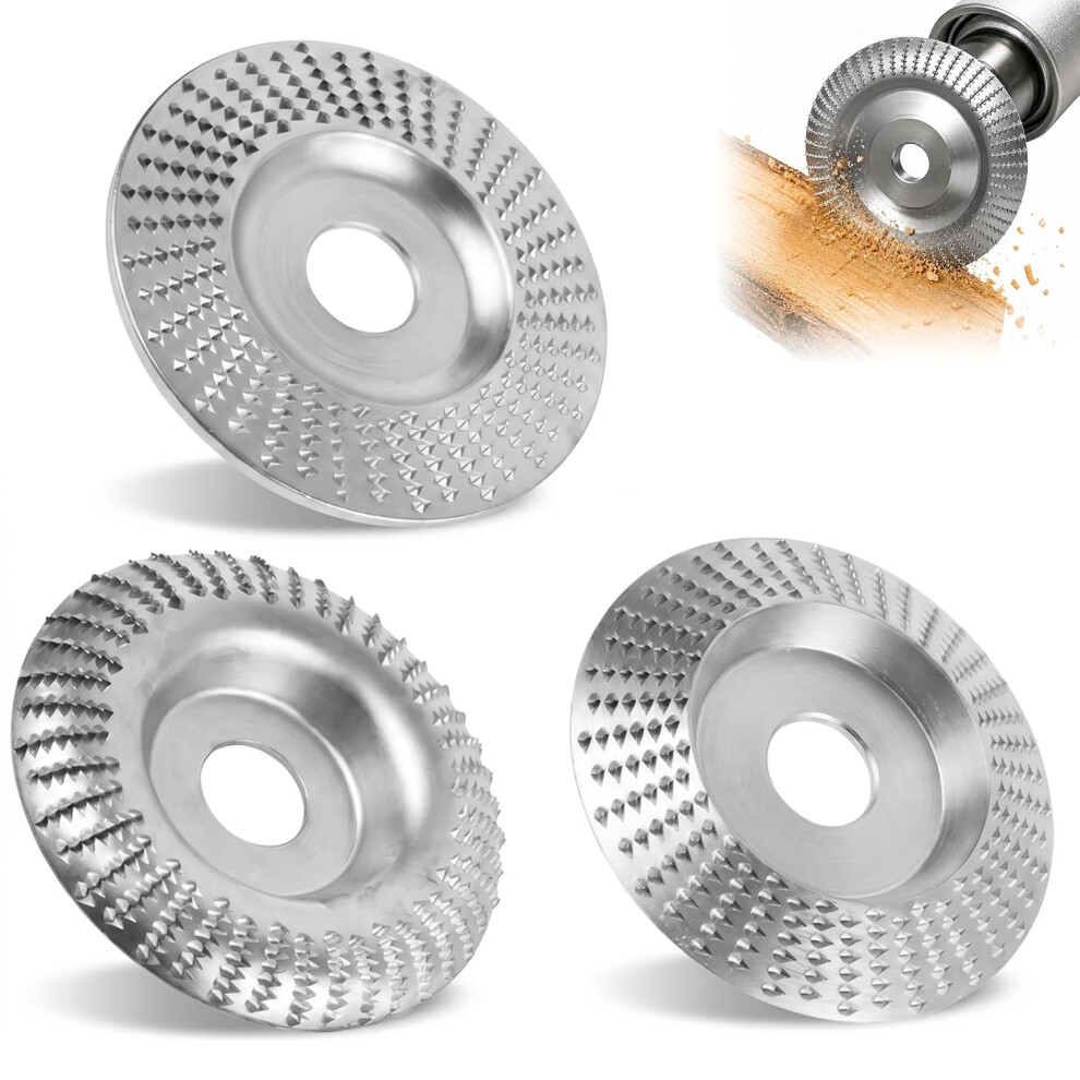 (3P-Combo,Arc/Flat/Bevel,Silver, -) 4" Tungsten Carbide Wood Carving Disc, Angle Grinder Set 5437706611998